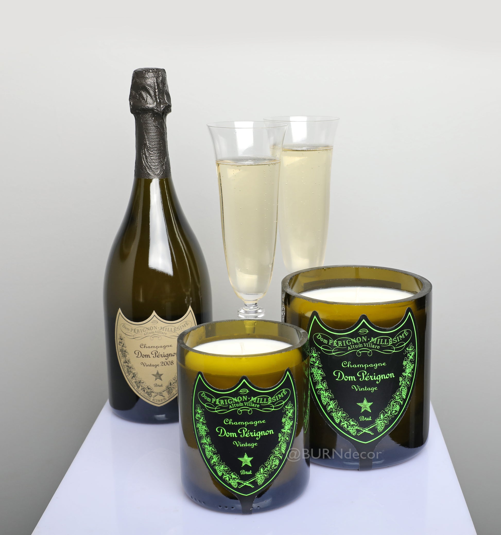 Custom Dom Perignon Champagne Bottle Scented Candle – Burn decor